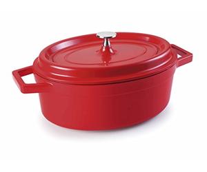Lacor 25931- Casseruola ovale rossa alluminio pressofuso 31x25 cm