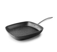 Lacor - 27158 - Grill Easy, Alluminio forgiato, Rivestimento antiaderente a tre strati, Impugnatura ergonomica, Senza PFOA, Fondo a induzione completa, Lavabile a mano, Adatto all'induzione, Adatto al forno, 28x28cm
