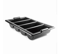 Lacor - 33121 - GN Posate, Cutlery Organizer, Contiene 4 scomparti per utensili da cucina, Contenitore in polipropilene, 52,5x32x9,5 cm, Nero.