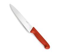 LACOR - 38301 - Coltello Chef Select, Coltello da Carne Rossa, Acciaio Inox, Taglio Deciso ed Equilibrato, Manico Ergonomico Rosso e TPV Antiscivolo, 20 cm