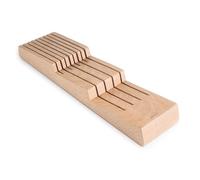 Lacor - 39049 - Organizer da cucina compatto per coltelli, organizer per cassetti da cucina, legno di faggio naturale, fino a 8 coltelli, 2 livelli, base antiscivolo, 40,5x11cm