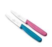 LACOR - 39080 - Coltelli da Cucina Professionali, Set Coltelli da Cucina, Set 2 Pezzi, Spelucchino da Cucina, Lama Liscia, Acciaio Inox, Serie Etern, Lama 9 cm, Blu e Magenta