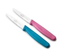 LACOR - 39081 - Coltelli da Cucina Professionali, Set Coltelli da Cucina, Set 2 Pezzi, Spelucchino da Cucina, Lama Seghettata, Acciaio Inox, Serie Etern, Lama 9 cm, Blu e Magenta