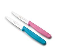 LACOR - 39085 - Coltelli da Cucina Professionali, Set Coltelli da Cucina, Set 2 Pezzi, Spelucchino da Cucina, Lama Liscia e Seghettata, Acciaio Inox, Serie Etern, Lama 10 cm, Blu e Magenta