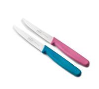 LACOR - 39087 - Coltelli da Cucina Professionali, Set Coltelli da Cucina, Set 2 Pezzi, Coltelli da Bistecca Seghettati, Acciaio Inossidabile, Serie Etern, Lama 11 cm, Blu e Magenta