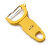 Lacor - 39093 - Pelapatate Professionale, Pelapatate Acciaio, Pelapatate Liscio Fast, Acciaio Inox, Doppio Bordo Liscio, Precisione e Accuratezza, Ergonomico, Ambidestro, 11 cm, Giallo