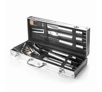Lacor - 60260 - Valigetta BBQ Utensili, Interno foderato, Contiene 5 Utensili, Parti in acciaio inossidabile, Lavabile in lavastoviglie, 47 x 16 x 8 cm, Alluminio