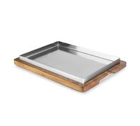 Lacor - 60830 - Riso piatto, acciaio inox e legno di acacia, ottimale per cuocere e grigliare, 33 x 23 cm