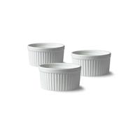 Lacor - 61239 - Set 3 stampini in porcellana bianca, finitura liscia e lucida, resistenti agli shock termici, adatti per forno, microonde e lavastoviglie, Ø 9 cm, 130 ml
