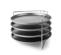 Lacor - 61462 - Alzata per Pizza, 4 Teglie e Portacanne, Teglie in Acciaio al Carbonio, Resistente alle Alte Temperature, Multifunzione, 100% senza PFOA
