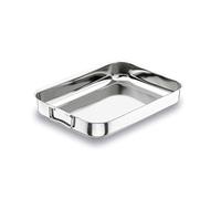 Lacor 61530 - Teglia da arrosto con manico pieghevole 30x22 cm | Realizzato in acciaio inossidabile alimentare; alta resistenza alla corrosione e usura quotidiana in cucina