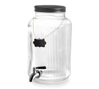Lacor - 61948 - Caraffa erogatrice, Rubinetto, Coperchio ermetico, Include insegna e gessetti, Ideale per bevande fredde, Bicchiere, Acciaio inox 18/10, Bocca larga Ø11,5 cm, Colore nero, 5,5 Litri