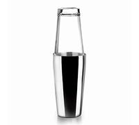 LACOR - 62285 - Boston Stainless Steel Cocktail Shaker for Professional Cocktails, 2 Glasses, Borosilicate Glass, Capacity 800 ml + 500 ml, Airtight Closure, Ø 8 x 16 cm, Grey