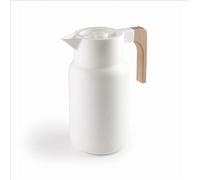 Lacor - 62599 - Thermo Jug WOOD WHITE, Thermos per liquidi, Mantiene freddo e caldo, Polipropilene, Doppia parete con strato di vetro all'interno, Tappo isolante, Capacità: 1 L, Bianco