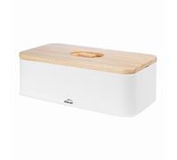 Lacor - 62869 - Panera Nordic style Carbon Steel, Piano in legno di gomma, Vintage Design 2 in 1: il coperchio funge da tagliere, misure 42x22,5x12,5cm, bianco opaco.