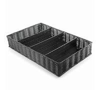 Lacor 63491 Cubertero Rattan Polipropilene GN 1/1, 100% BPA Free, Struttura Cromata Rinforzata, Lavabile in Lavastoviglie, 53 x 32,5 x 9 cm, Nero, Aluminium, Black