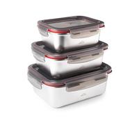 LACOR - 64617 - Set 3 contenitori per alimenti Ecoinox, acciaio inox 18/10, 800/1200/1800 ml, adatto per microonde, forno, congelatore e lavastoviglie, ermetico, BPA Free