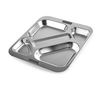 LACOR - 66957Z - Vassoio autoadesivo, vassoio da pranzo, 4 scomparti + spazio per coperte, impilabile, acciaio inox, 32,5 x 37,5 cm