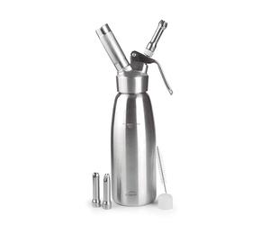 Lacor - 68301 - Sifone, Sifone Epicureo, Robusto, Acciaio Inossidabile 18/10, Schiume Calde e Fredde, 3 Ugelli in Acciaio Inossidabile, N2O, Spazzola, Lavabile in Lavastoviglie, Capacità: 1 L