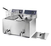 LACOR 69469 69468 - Friggitrice elettrica doppia con rubinetto professionale, 3250 W (x2), 16 L, acciaio inossidabile