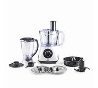 Lacor - 69579 - MultiGenius Food Processor 100% BPA Free, Funzioni Multiple, Velocità Variabile, 8 Accessori ad Alte Prestazioni, Ancora di Sicurezza, Lavabile in Lavastoviglie, Bianco