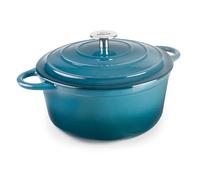 Lacor - 71704 - Casseruola in Ghisa Smaltata, 3,5 Litri, Diametro 24 cm, Tondo Ocean, Cottura Uniforme e Resistente, Adatta per Induzione, Forno e Lavastoviglie