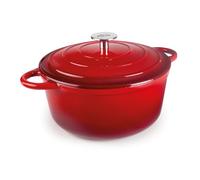 Lacor - 71734 - Casseruola in Ghisa Smaltata, 3,5 Litri, Diametro 24 cm, Red Rotonda, Cottura Uniforme e Durevole, Adatta per Induzione, Forno e Lavastoviglie