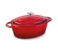 Lacor - 71739 - Casseruola in Ghisa Smaltata, 3,5 Litri, 29 x 21 cm, Ovale, Red, Cottura Uniforme e Durevole, Adatta per Induzione, Forno e Lavastoviglie