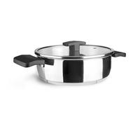 Lacor - 80628 - Padella in Pietra Calcarea con Coperchio, Acciaio Inox 18/10, Manici Termoisolanti, Compatibile ad Induzione, ø28cm, 4.5 Litri