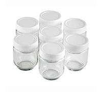Lacor - Bicchieri yogurtiera 7 pezzi, barattolo in vetro trasparente con coperchio bianco a vite per yogurt, capacità 190 ml, senza BPA