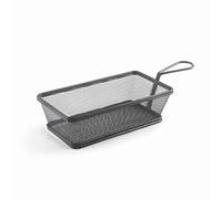 Lacor - 61155 - Cestino da portata snack nero, cestello rettangolare, cestino patatine fritte, cestello in acciaio inox, non valido per friggere, 21x11x6 cm, finitura nero opaco