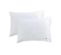 Lacoste 100% cotone percale pillowcase pair, solido, bianco, standard