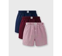 Boxer sportivi da uomo Lacoste Cotton Poplin 3P - burgundy/white/nacy blue - Rosso (L)