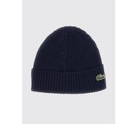 LACOSTE Berretto beanie in pura lana a coste con risvolto e logo ricamato OS Blue Navy