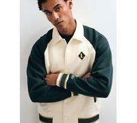 Lacoste bomber coordinato a contrasto con badge, verde scuro ed écru-Multicolore 41-43