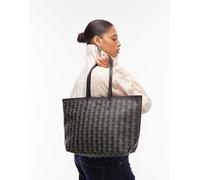 Lacoste - Borsa shopping a spalla nera con stampa marrone-Nero One Size