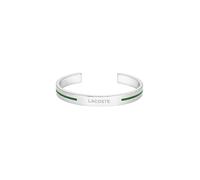 Lacoste Bracciale Bangle Aperto da Uomo Collezione ADVENTURER in Acciaio Inossidabile con Linea in Smalto Verde - 2040526, Silver