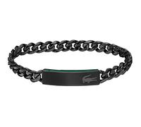 Lacoste Braccialetto a Catena da Uomo Collezione BASELINE in Acciaio Inossidabile Nero con una Placca Incisa - 2040082