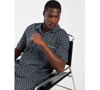 Lacoste - Camicia a maniche corte blu navy con monogramma del logo in coordinato 41-43