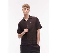Lacoste - Camicia a maniche corte marrone con colletto a rever 44-46