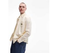 Lacoste - Camicia a maniche lunghe gialla e bianca a righe verticali-Giallo 44-46