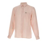 Lacoste - Camicia a Righe in Lino Regular Fit - - Shirts - Uomo - Rosa - 3XL