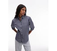 Lacoste - Camicia blu navy a righe XL