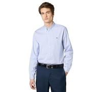Lacoste Camicia da Uomo a Maniche Lunghe, vestibilità Normale, con Colletto a Bottoni, Bianco/Panoramica, M