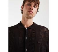 Lacoste, ,Shirts ,Uomo ,Marrone ,M Camicia in maglia traforata effetto coccodrillo
