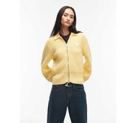 Lacoste - Cardigan in maglia giallo latticello con zip S