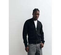 Lacoste - Cardigan stile bomber in maglia nero 38-40