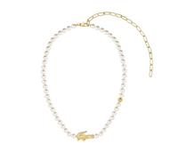 Lacoste Collezione MATCHPOINT Per Uomo e Donna Bracciale o Collana in Perle Sintetiche con Diversi Charms in Oro, o Orecchini con Coccodrillo in Oro