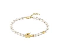 Lacoste Collezione MATCHPOINT Per Uomo e Donna Bracciale o Collana in Perle Sintetiche con Diversi Charms in Oro, o Orecchini con Coccodrillo in Oro