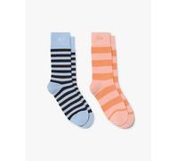 Lacoste - Confezione 2 paia di calzini a righe blu e arancioni-Multi 43-46